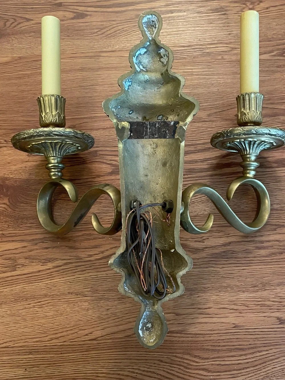 Antique E F Caldwell Large‎ Bronze 2 Light Sconce Gilt Patina